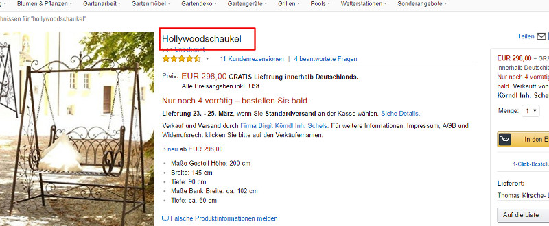 Amazon SEO Produkttitel negativ