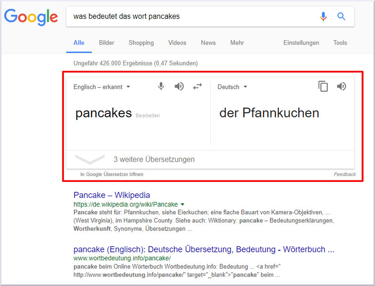 Antwort aus dem Google Knowledge Graphen