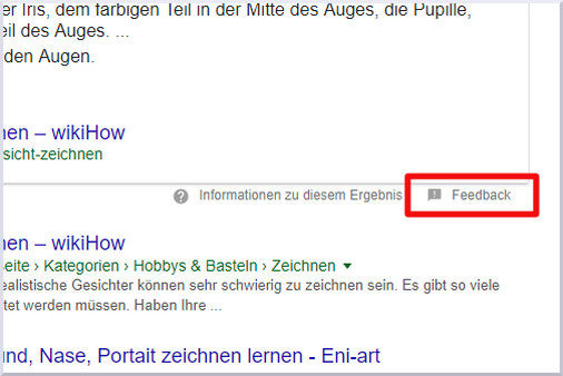 Feedback-Button unter dem Featured Snippet