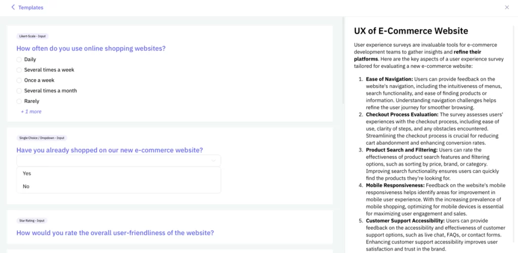 Beispiel einer UX-Umfragevorlagen im clickworker Umfragetool