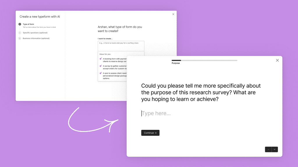 Screenshot of Typeform app